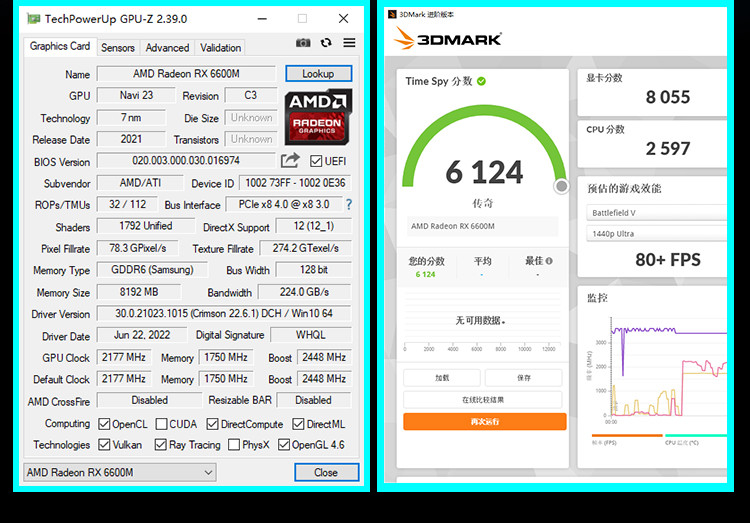 RX 6600M 8G Gaming Graphics Card 128bit GDDR6 Hashrate 31MH Mining Graphics Card
