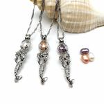 Mermaid Oyster Pearl Cage Necklace Beads Cage Essential Oil Diffuser Locket