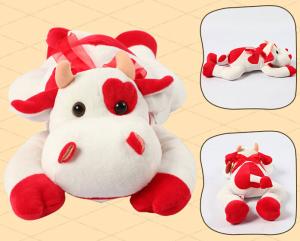 Wholesale Lying Pose RedBull Red Cow Milka Cow Plush Toys from china suppliers