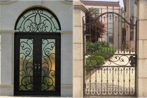 Wholesale Professional Wrought Iron Security Gates Black Powder Coating Surface Treatment from china suppliers