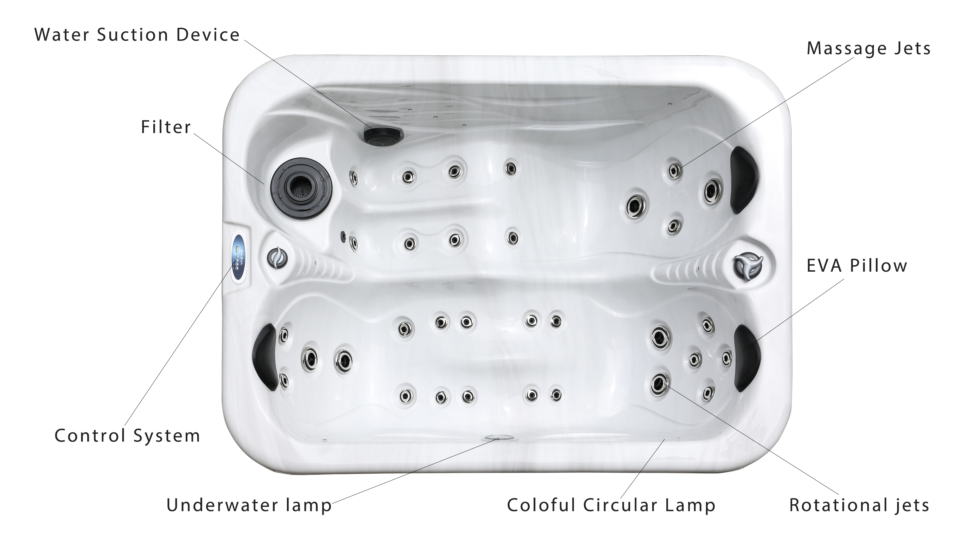 2 People Transitional Outdoor Whirlpool Spa Bathtub For Massage