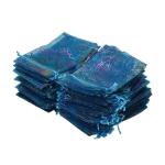 Blue Organza 18x12" Drawstring Gift Bags Biodegradable For Candy