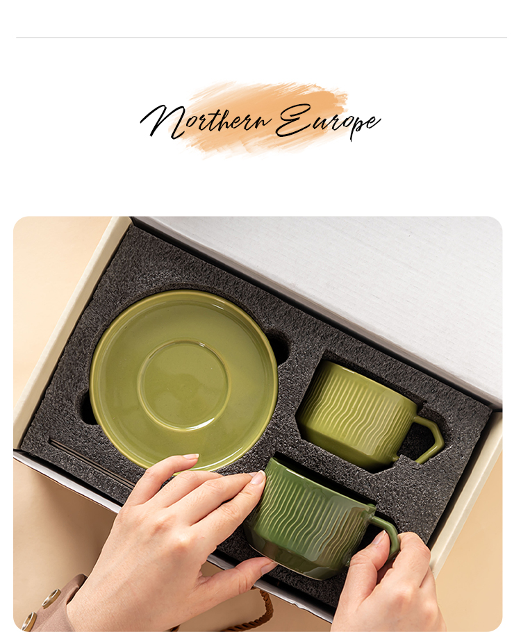 200ml Green Ceramic Teacup Classic Design Style Ceramic Cup & Saucer Set Enjoy Afternoon Tea Time