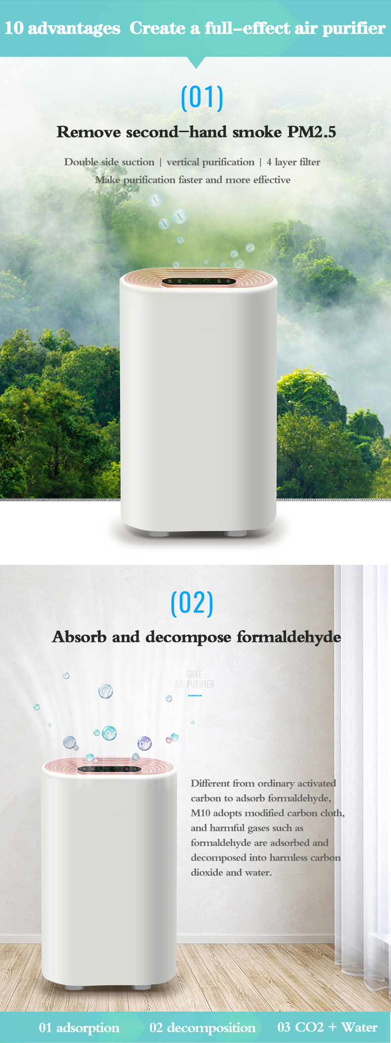 Hot Sales Sterilization Virus Kill Desktop Ionization Air Purifier For Office Home