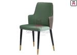 Green Color Eco-leather Upholstered Hotel Restaurant Chairs with Solid Wood Legs
