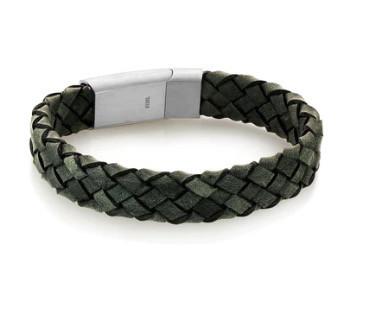 Men's Double Woven Leather Bracelet Gold Plated Stainless Steel Classic Charm