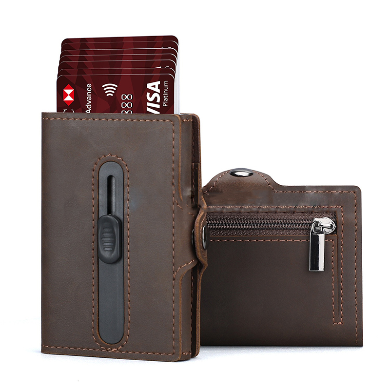 Low MOQ Mix Models RFID Blocking Aluminum Cards Holder Wallet Saffiano Leather Card Holder For Men