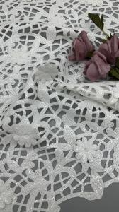 Wholesale Crochet Lace Fabric White Sequin Embroidered Lace Fabric Leafy Luxury Occasion Wedding Fabric from china suppliers