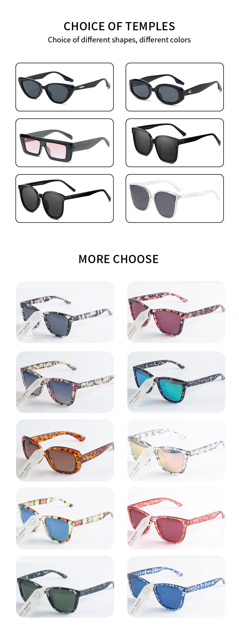 TR90 Custom Made Sunglasses Frame Fashion UV 400 Protection 300 Pcs