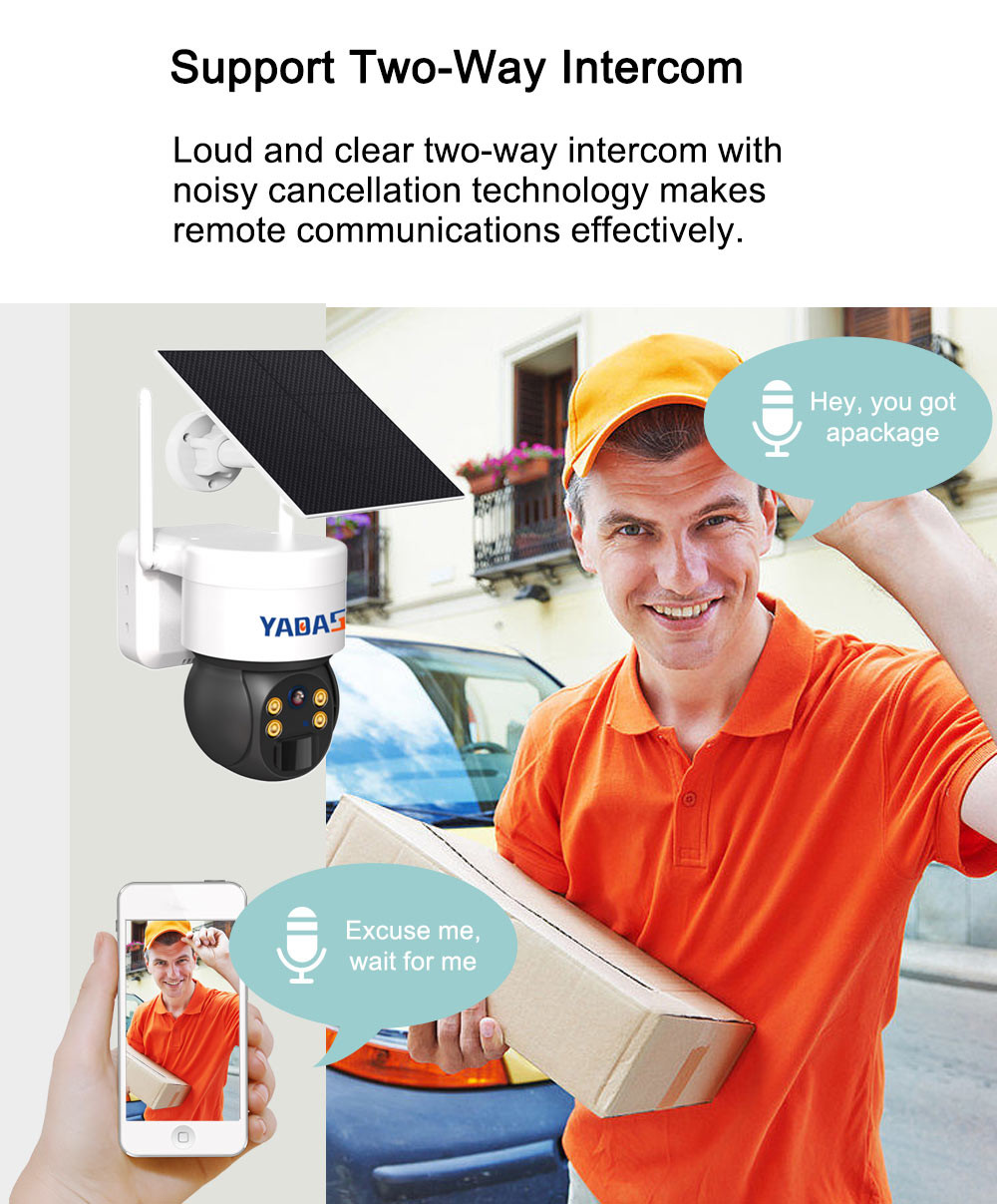 3MP Solar Panel Security Camera 2.4GHz WiFi Color Night Vision 2 Way Audio
