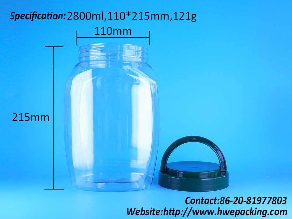 Custom Portable PET Storage Clear Handle Jar For Candy Cookies Gummies Sweet Snacks