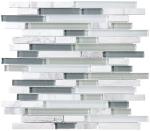Bliss Iceland Linear Glass And Marble Mosaic Tile , Recycled Bathroom Glass
