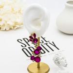 Chunky Stainless Steel Gold Clip On Earrings Ladies Red Opal Earrings