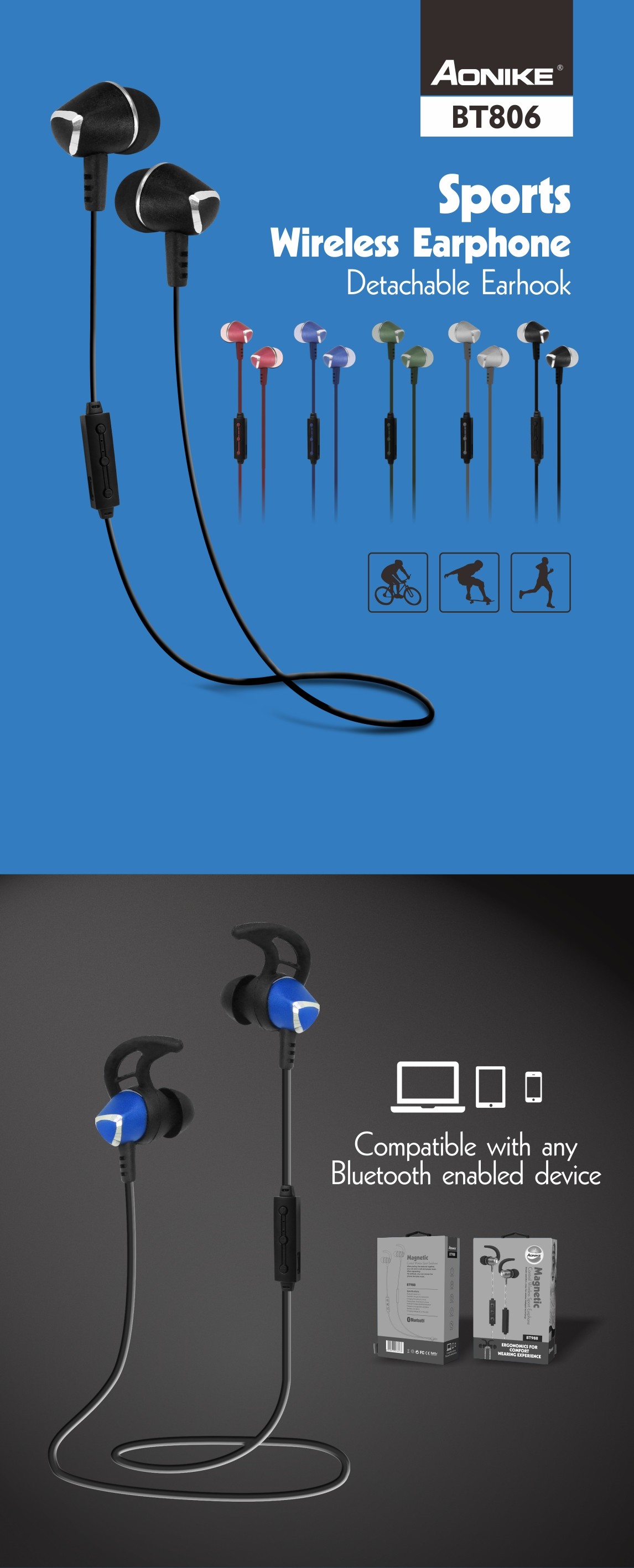 Sweaf Proof 92dB 60mAh Sport Wireless Bluetooth Earphone
