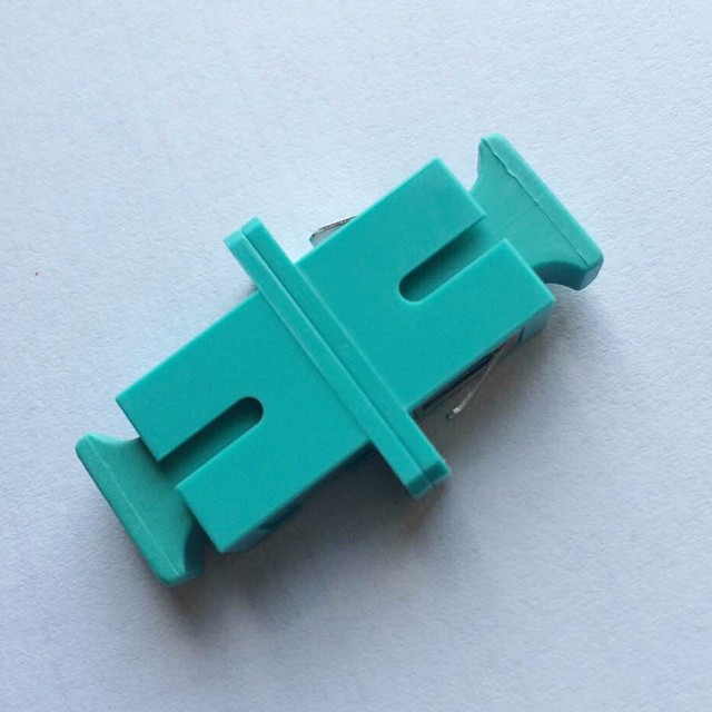 MM OM4 SC PC Flange Optical Fiber Adaptor Simplex Aqua