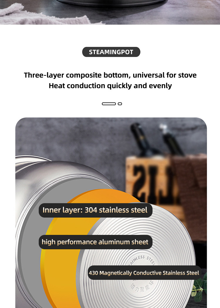 New Product 304 Stainless Steel Steamer Pot Soup Set Stainless Steel Cooker Cooking Soup Pot Steamer Pot