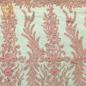 Wholesale Modern Pink Beaded Embroidered Lace Fabric For Nigerian Wedding from china suppliers