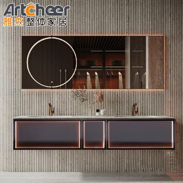 Contemporary Kitchen Cabinet with Sink Custom Made 36" Luxury PVC Hotel Bathroom