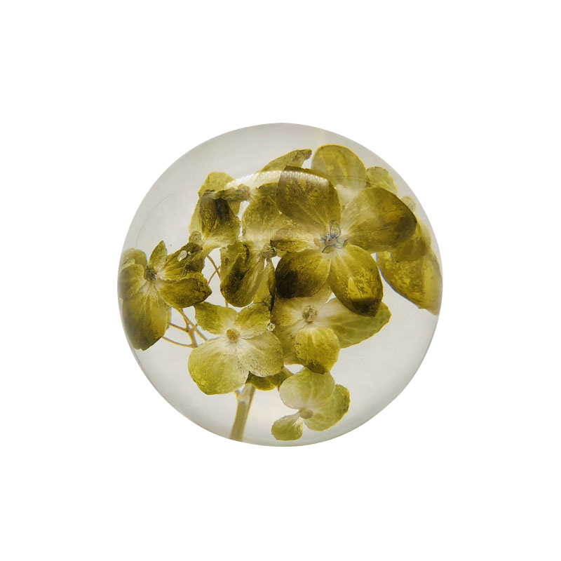 Dia80mm Dia90mm Flower Paperweight Clear Solid Epoxy Resin Sphere
