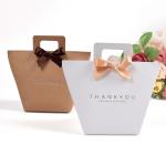 Custom Logo White Kraft Present Paper Bags 9.5*9*12cm French Gift Bag With