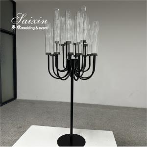 Wholesale New Design Event Decorative 20 Arms Black Metal Candelabra For Wedding Centerpieces from china suppliers