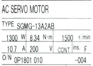 Wholesale Electric Yaskawa AC Servo Motor SGMG-13A2AB 8.34NM 1.3KW 1500RPM 10.7AMP from china suppliers