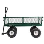 Green Four-wheel Heavy Duty Lawn Garden Yard Trolley Wagon Cart