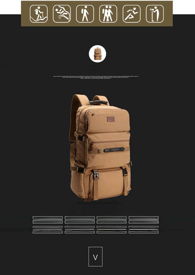 Characters Pattern Waterproof Multi-Function Outdoor Carrying Bag with Button Closure