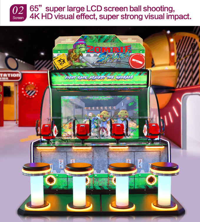 700W Ticket Redemption Game Machine Coin Op Zombie Splash - 4 Players Ball Shooting Game Arcade Machine