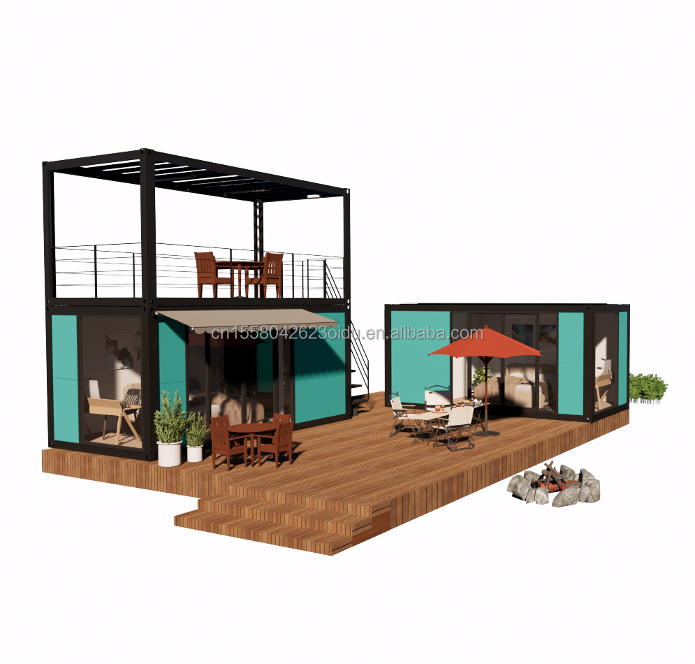 Hotel Container House with Galvanized Steel Square Tubes Main Structure and 2 or 3 Bedrooms