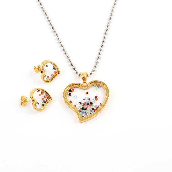 South American Fashion Stainless Steel Earrings With Matched Pendant Necklace