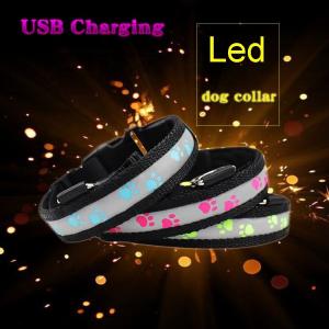 C903 New Product Premium Luxury Flashing Nylon Print Pet Glowing Training Light Up Usb Led Dog Collar