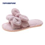 EUR36 - 41 Womens Plush Bow Fluffy Fur Slipper