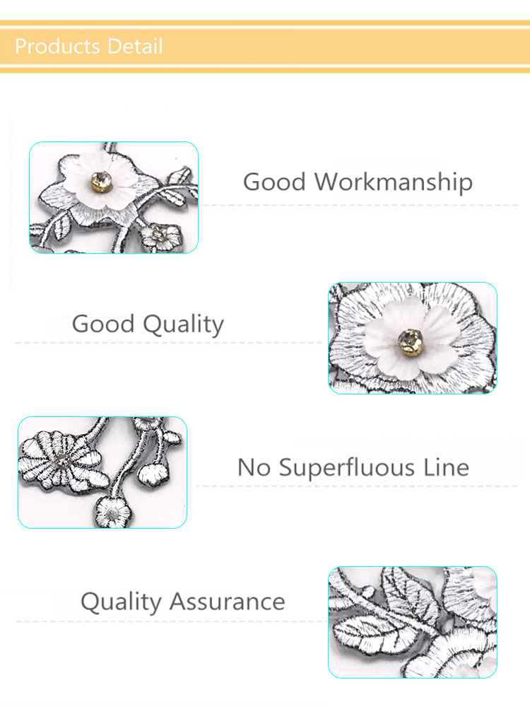 3D Simple Style Wintersweet Embroidery Patch Custom Handmade Flower Patches with Beads