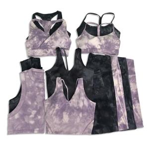 Wholesale Custom Logo 5 Pieces Yoga Set Tie Dye Sports Bra and Legging Set Workout Yoga Fitness Wear Sets for Women from china suppliers