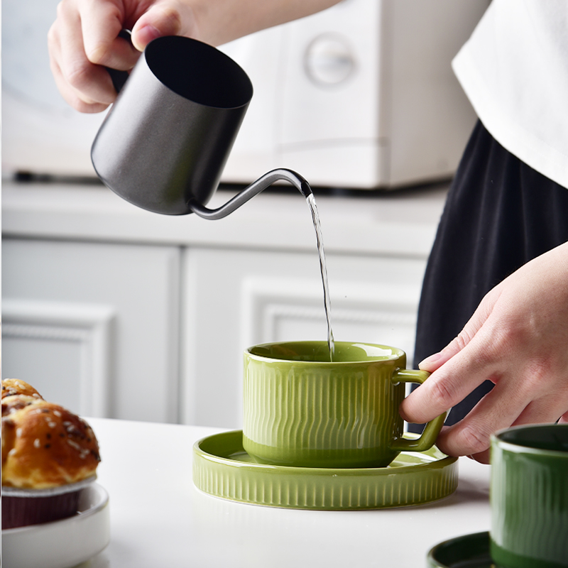 200ml Green Ceramic Teacup Classic Design Style Ceramic Cup & Saucer Set Enjoy Afternoon Tea Time