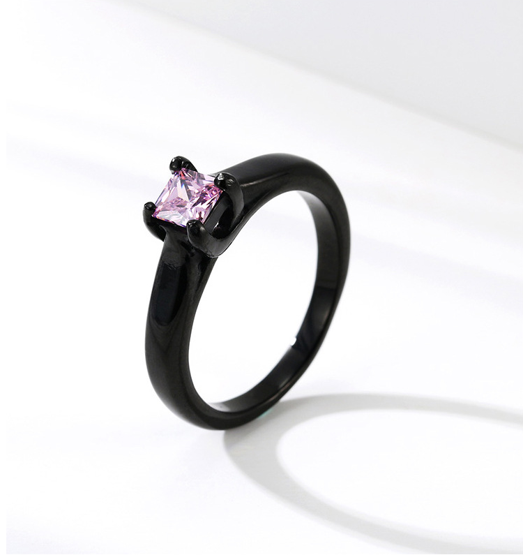 Men's Jewelry Stainless Steel Ring Matte Black Vintage Crystal Stone Ring