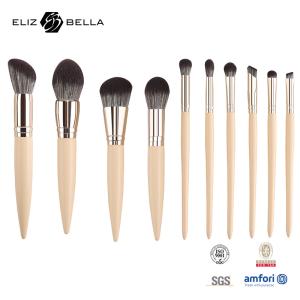 Wholesale Solid Wood Handle Cosmetic Makeup Brush Set with Synthetic Hair Customized from china suppliers