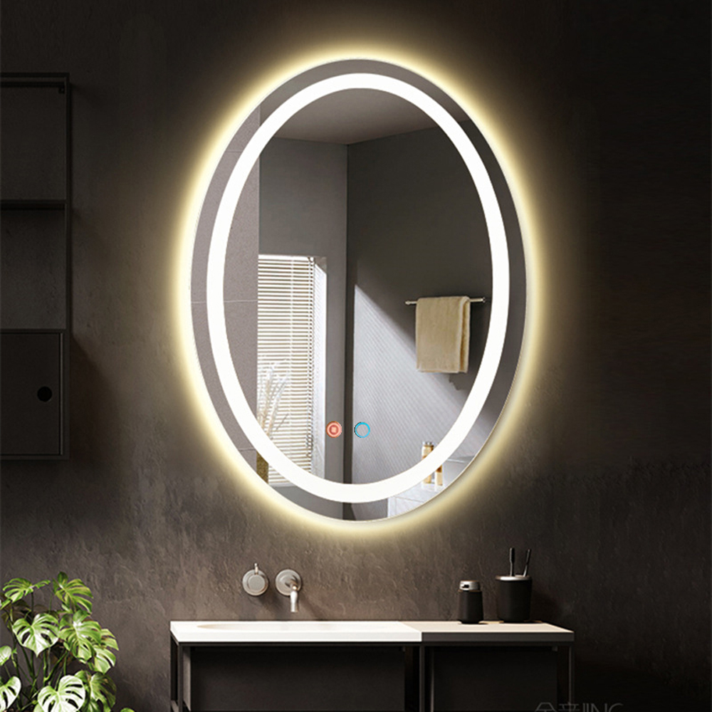 Modern Design Vanity Oval Large Round Bathroom Backlit Smart Led Light Up Bath Mirror For Bathroom