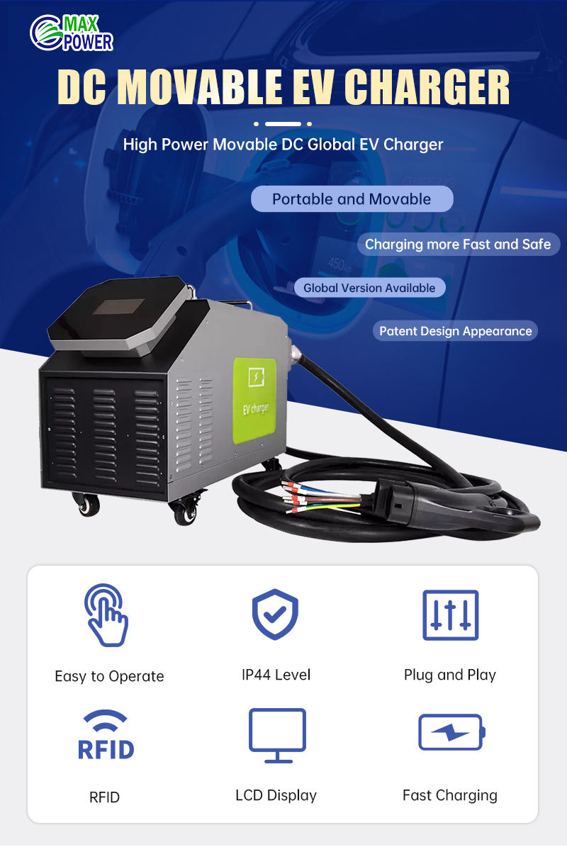 Portable Dc Ev Charger For Electrical Car Fast Mobile Ev Charging Station With GBT OCPP 30kw And Output Current 50A/100A