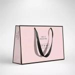 Custom Printed Paper Tote Gift Bags Ribbon Handle For Boutique
