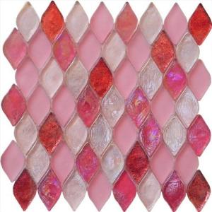 Wholesale Pink color water waving glass mosaic tile diamond shape for dreaming girl from china suppliers