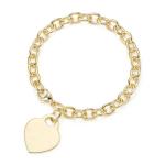 Men's 925 Sterling Silver Heart Charm Big Bracelet for Sophisticated Look