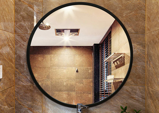 Wall Mounted Framed Bathroom Mirrors Oak Color With Exquisite Appearance