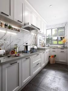 Wholesale Customized Walnut Modern Solid Wood Kitchen Cabinets For Apartments from china suppliers