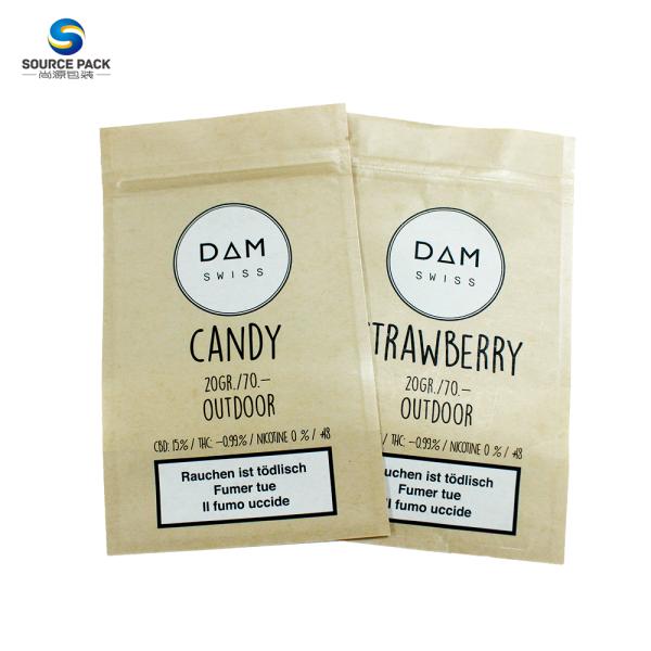 Eco Matte Finish Stand Up Pouch Ziplock Kraft Paper Packaging Bag For Dry Flower