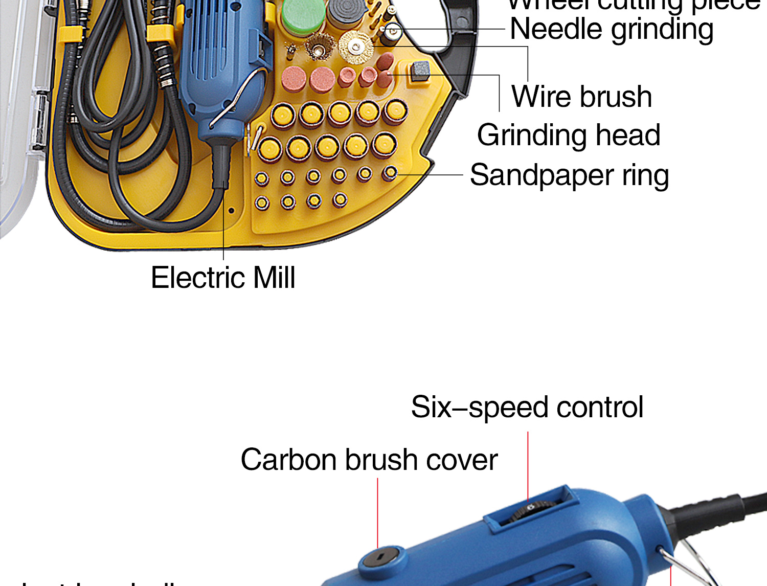 211pcs Mini Electric Grinding Machine Polishing 8000-33000r / Min