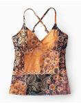 Floral Printing Backless Straps Vest Skirt Tankini Swimwear Ladies Swim Suits