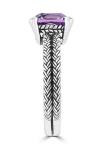 Amethyst Filigree Ring Slightly Stones With 4K White Gold, Amethyst .20cttw