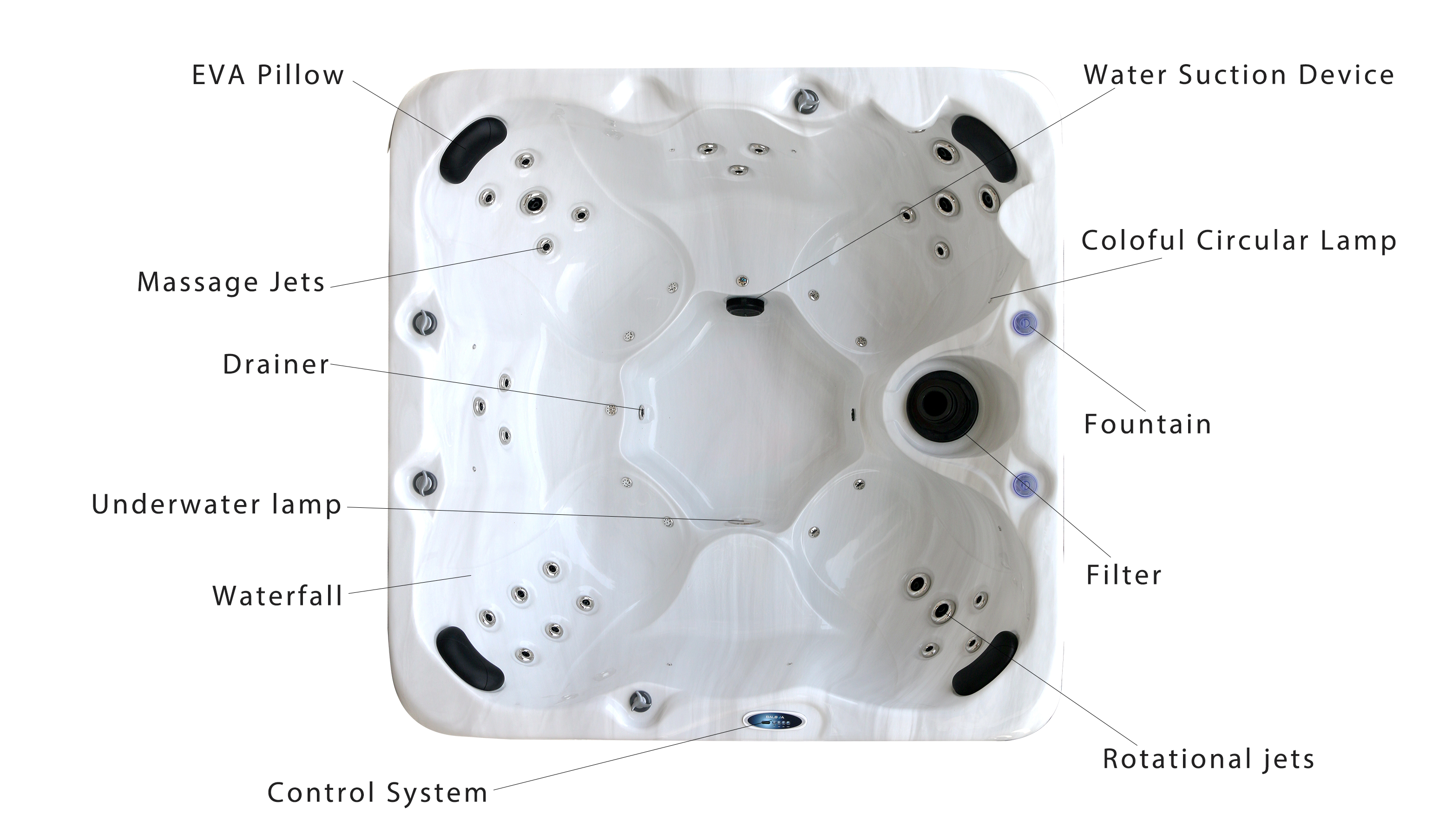 Balboa Control System Acrylic 6 Person Hot Tub Whirlpool Massage Outdoor Spa